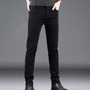 Men’s Black Stretch Jeans – Slim Straight Fit Denim Pants