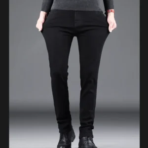 Men’s Black Stretch Jeans – Slim Straight Fit Denim Pants
