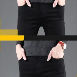 Men’s Black Stretch Jeans – Slim Straight Fit Denim Pants