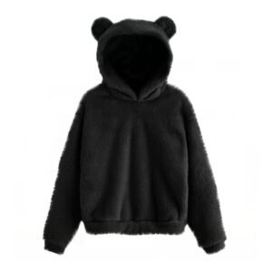 Women’s Plush Hoodie with Rabbit Ear Hood – Winter Style