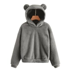 Women’s Plush Hoodie with Rabbit Ear Hood – Winter Style