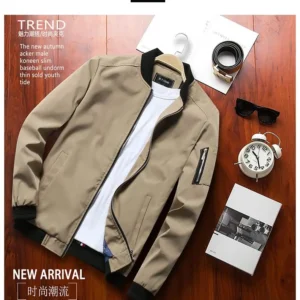 Men’s Slim Fit Bomber Jacket with Zipper