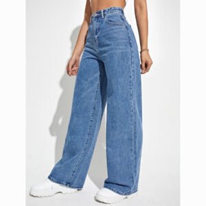 Women’s Wide Leg High Waist Jeans – Straight Cut Denim