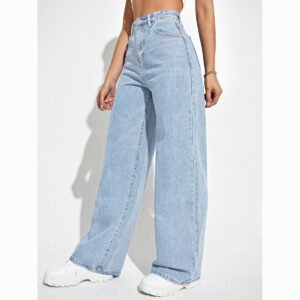 Women’s Wide Leg High Waist Jeans – Straight Cut Denim