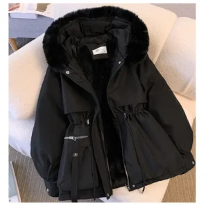 Women’s Winter Hooded Down Coat – Detachable Hood, Loose Fit