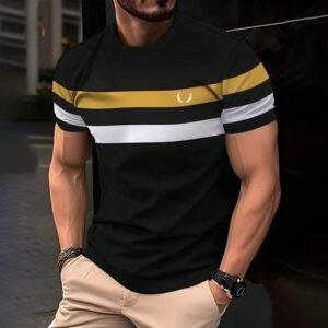 Men’s 3D Colorful Striped T-Shirt – Short Sleeve