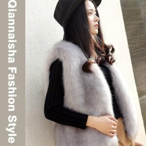 Women’s Faux Fur Warm Vest – Cotton Lined Slim Fit