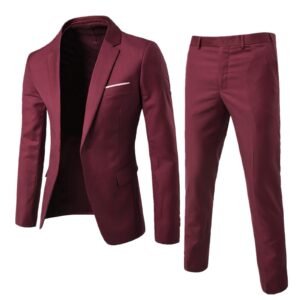 Men’s Cotton Blend Slim Fit Business Suit
