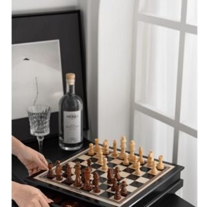 Solid Wood Chess Set with Drawer – High-End Educational Board Game