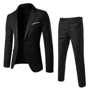 Men’s Cotton Blend Slim Fit Business Suit