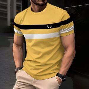 Men’s 3D Colorful Striped T-Shirt – Short Sleeve